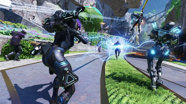 Gibraltar and Wraith facing off with audio waveforms in the background representing the Apex Legends Season 28 mid-season patch