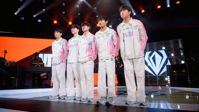 Bilibili Gaming celebrating their First Stand 2026 championship victory