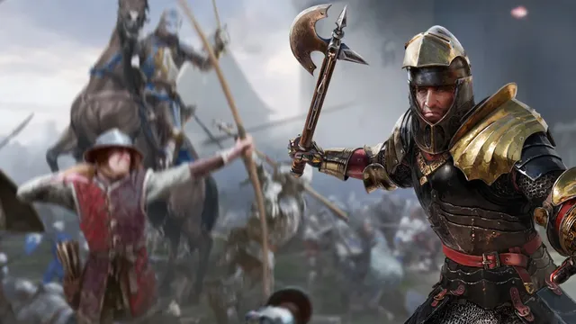 Chivalry 2 promotional art — medieval knights charging into battle